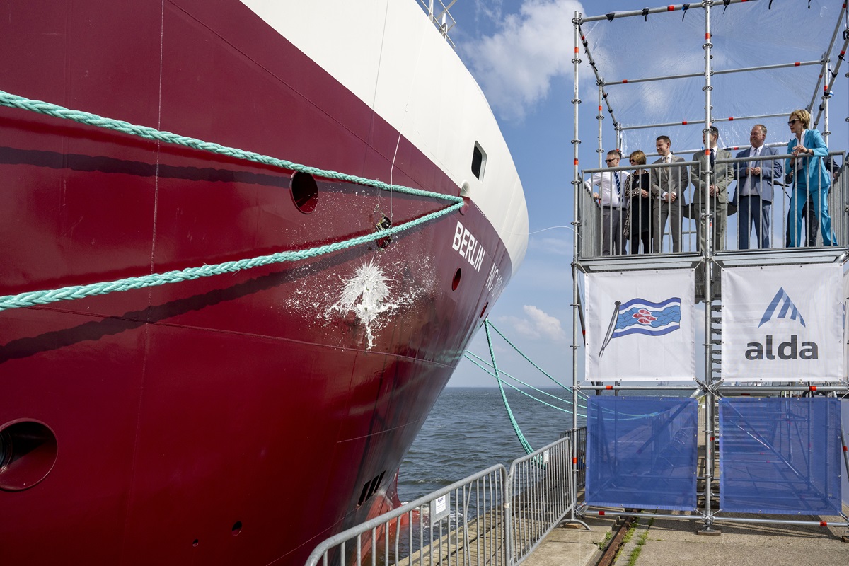 SMALL VERSION Bottle Smashing On Hull Of Vessel